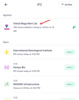 Check IPO Allotment Status on Groww Demat Account