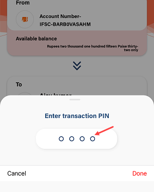 NEFT Money Transfer on Bank of Baroda Mobile Banking