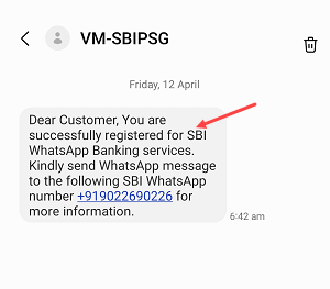 Activate WhatsApp Banking for SBI Account