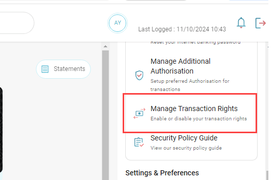 Enable Full Transaction Rights in BOI Net Banking