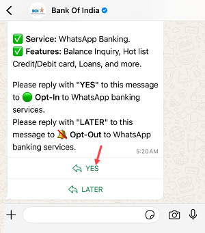Check Bank of India (BOI) Account Balance on WhatsApp