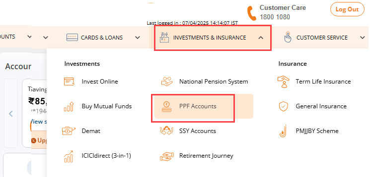 Partially Withdraw PPF Funds Online with ICICI Bank