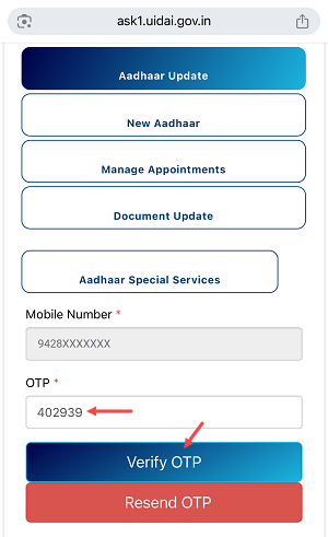 Book an Online Appointment for Aadhaar Mobile Number Update
