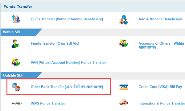 NEFT Transfer from SBI to Other Bank Account