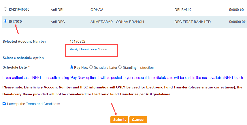 NEFT Transfer from SBI to Other Bank Account